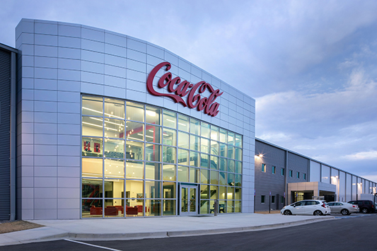 Design Group | www.bwdesigngroup.com | Coca-Cola Bottling Company Chattanooga Exterior | Chattanooga, TN | Credit:  Hatcher Schuster Interiors